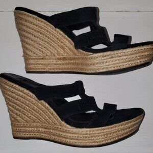 WOMEN'S BLACK SUEDE UGG SANDALS VTG-SIZE 11